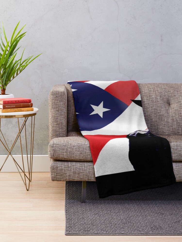 Thumbnail 2 of 6, Throw Blanket, Walker Texas Ranger Chuck Norris Patriotic 20 Retro Graphic Shir designed and sold by IANVALD.