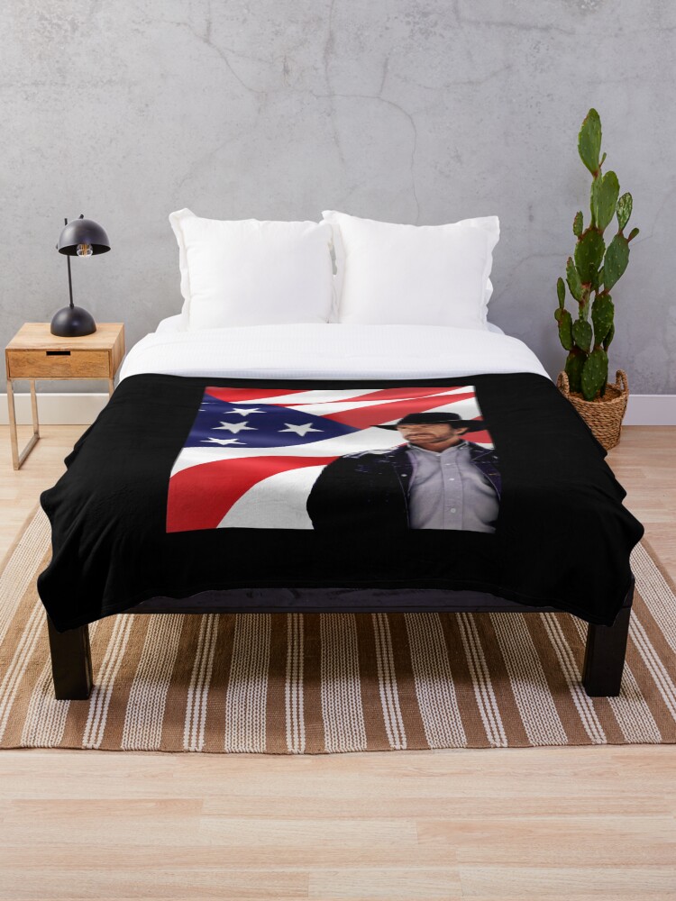 Thumbnail 1 of 6, Throw Blanket, Walker Texas Ranger Chuck Norris Patriotic 20 Retro Graphic Shir designed and sold by IANVALD.