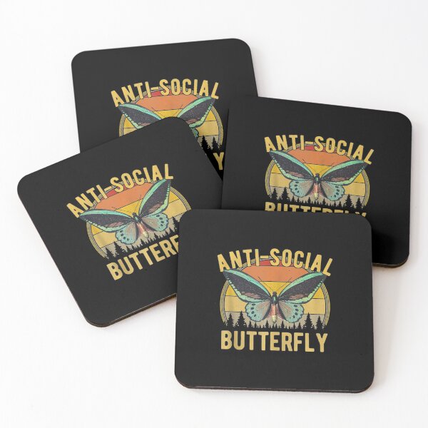 Item preview, Anti Social Butterfly Introvert Meme Retro Vintage Sunset Classic T-Shirt designed and sold by AnikaPowlowski.