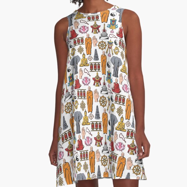 Buddhist all over A-Line Dress