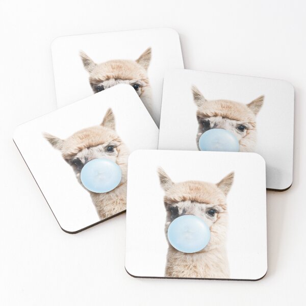 Item preview, Baby Alpaca Blowing Blue Bubble Gum, Baby Boy, Kids, Nursery, Baby Animals Art Print by Synplus designed and sold by synplus.