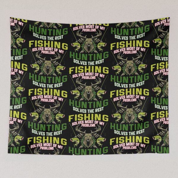 Item preview, Fishing Solves Most Of My Problems Hunting Solves The Rest For Fishing And Hunting Lovers Happy Campers designed and sold by PendrasArt75.