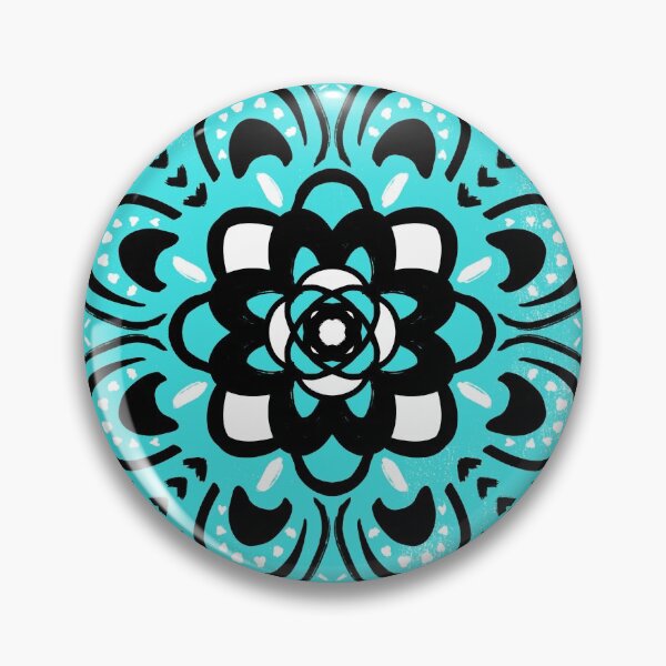Item preview, Aqua folk art mandala  designed and sold by thephoenixsoul.