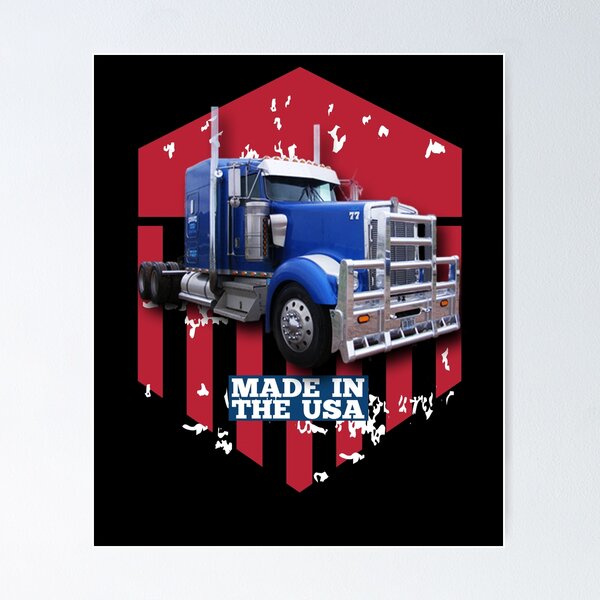 Made In The USE Red American Flag Truck Driver Gifts Vintage Trucker  Design Sticker for Sale by DownHomeCrafts