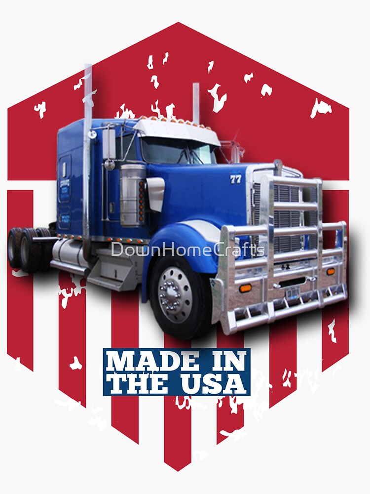 Made In The USE Red American Flag Truck Driver Gifts Vintage Trucker  Design Sticker for Sale by DownHomeCrafts