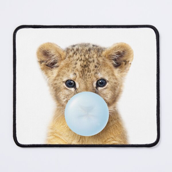 Item preview, Baby Lion Blowing Blue Bubble Gum, Baby Boy, Kids, Nursery, Baby Animals Art Print by Synplus designed and sold by synplus.