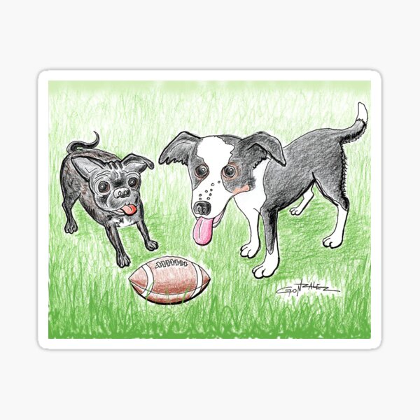 Belle and Jackson playing football. Sticker