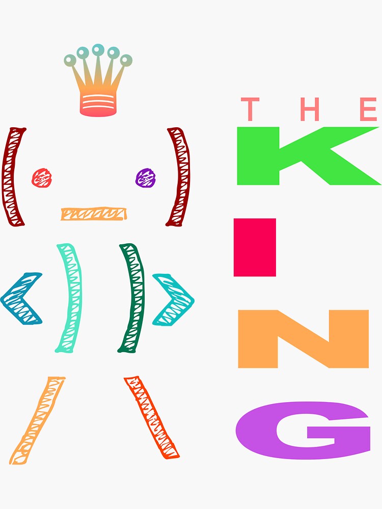 Thumbnail 3 of 3, Sticker, The Cute King designed and sold by VkScript.