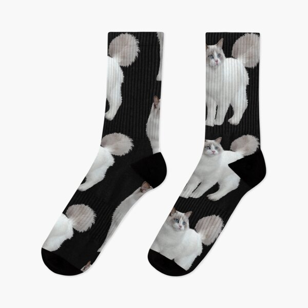 Item preview, WHITE CAT WITH BLUE EYES ON BLACK designed and sold by PetsandBeyond.