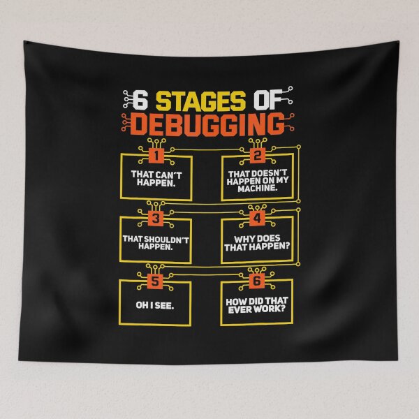 Item preview, Funny Tee 6 Stages Of Debugging Computer Programmer Geek Gift designed and sold by TNMankdesign.