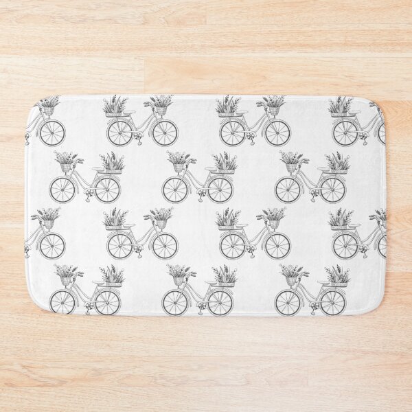 Item preview, Seamless pattern with bicycle and floral basket designed and sold by DarianaArt.