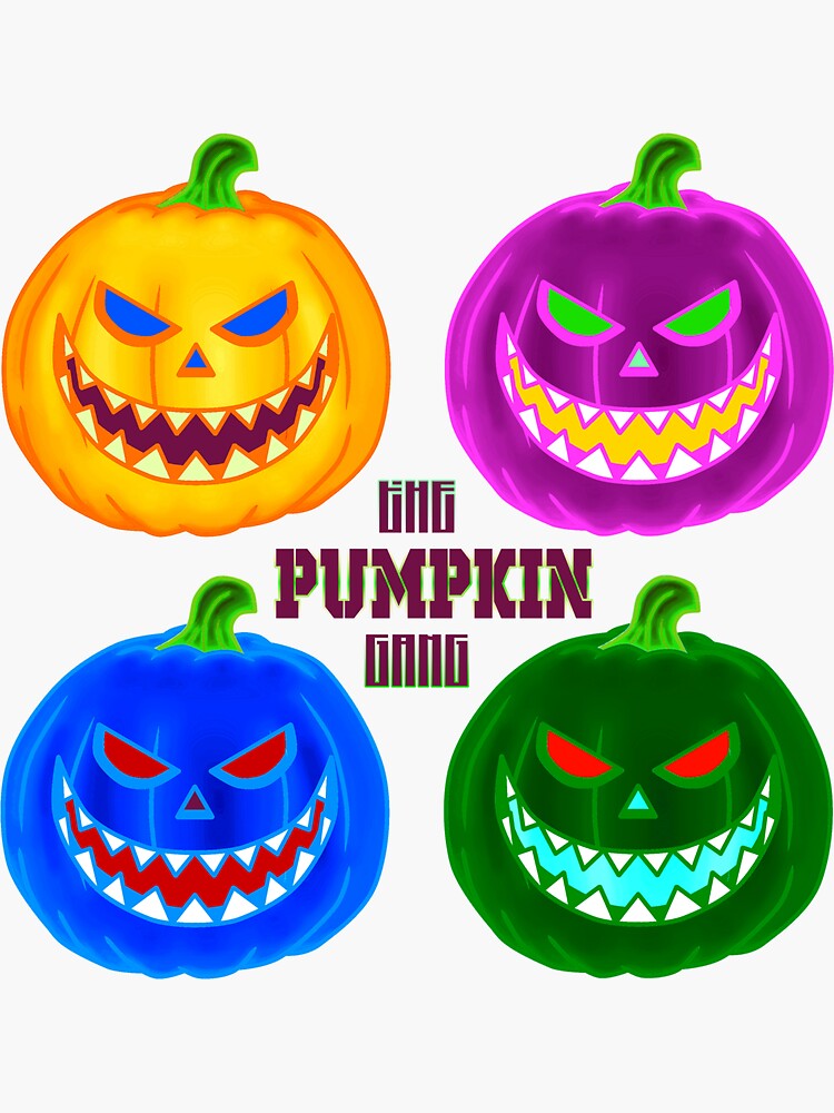 Thumbnail 3 of 3, Sticker, The Pumpkin Gang designed and sold by VkScript.