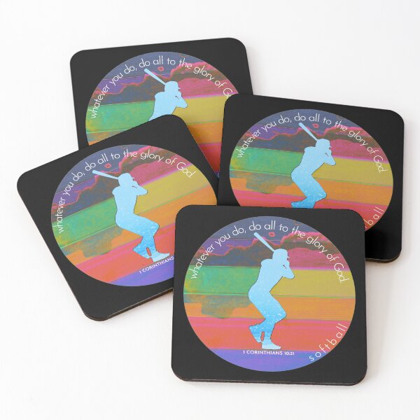 Item preview, Softball Bible Verse Silhouette Retro Vintage Watercolour Backdrop designed and sold by TheKingdomAttic.