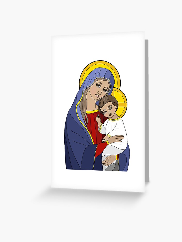 Greeting Card, Madonna and Child designed and sold by AlisonHazelArt