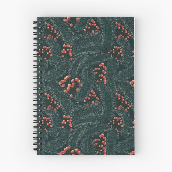 Item preview, Pine branches and red berries on dark green designed and sold by RinaGrinchik.