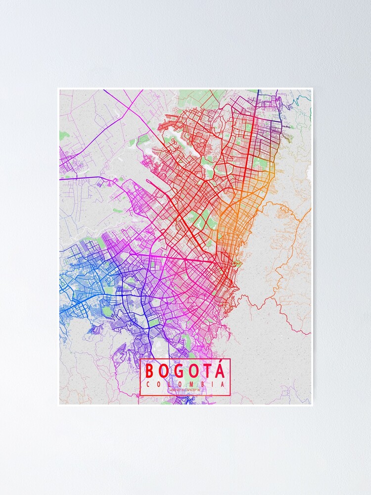 Bogota City Map Of Colombia Colorful Poster For Sale By Demap Redbubble 