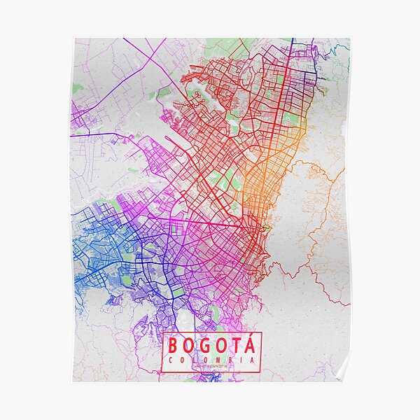 Bogota City Map Of Colombia Colorful Poster For Sale By Demap Redbubble 