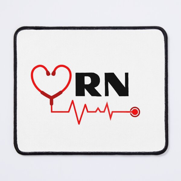 Item preview, RN Registered Nurse with stethoscope heartbeat (black text)- RN Registered Nurse designed and sold by CaitU.