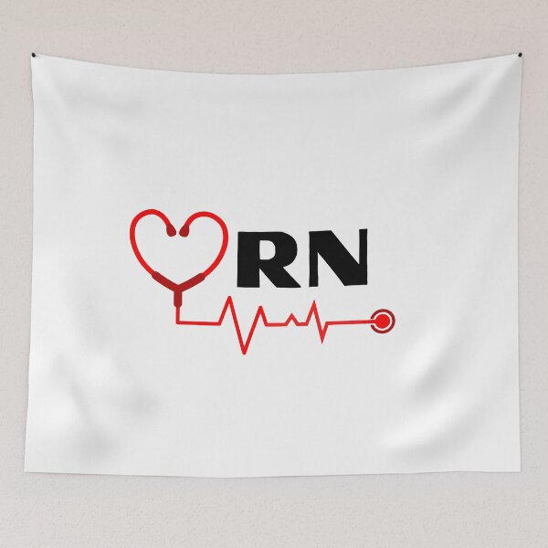 Item preview, RN Registered Nurse with stethoscope heartbeat (black text)- RN Registered Nurse designed and sold by CaitU.