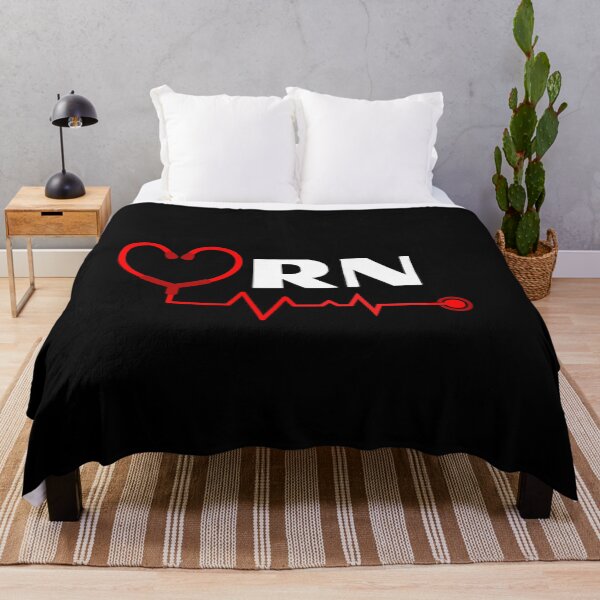 Item preview, RN Registered Nurse with stethoscope heartbeat (white text)- RN Registered Nurse designed and sold by CaitU.
