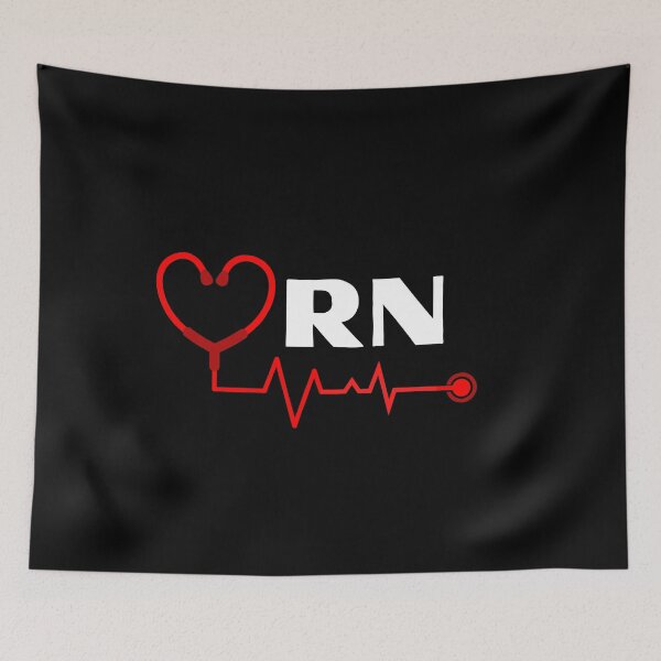 Item preview, RN Registered Nurse with stethoscope heartbeat (white text)- RN Registered Nurse designed and sold by CaitU.