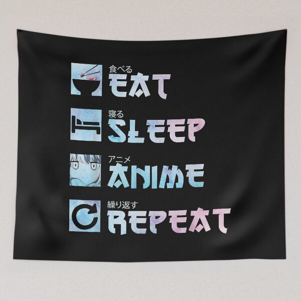 Item preview, Eat Sleep Anime Repeat Funny - Anime Manga watercolor Effect designed and sold by Vignette2323.