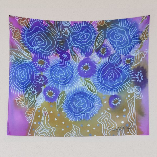 Item preview, Blue Whimsical Floral designed and sold by batikandesigns.