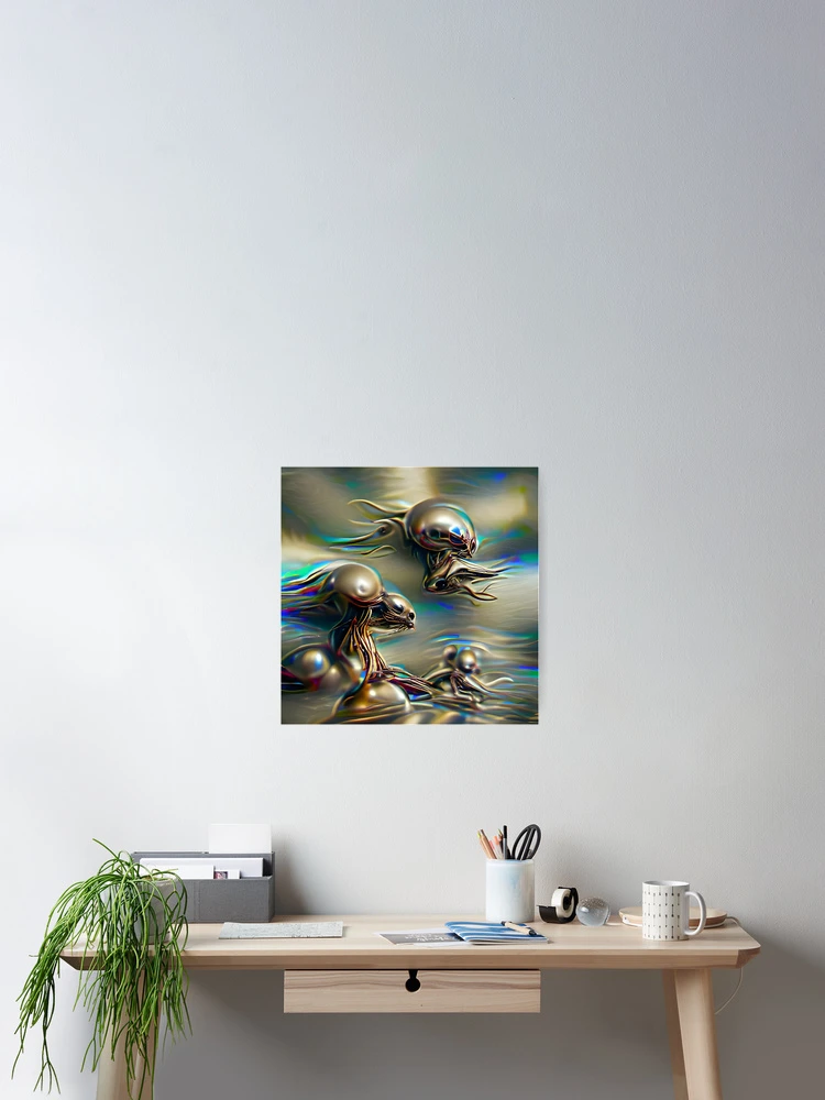 Thumbnail 2 of 3, Poster, Metallic Aliens designed and sold by PyroPython.