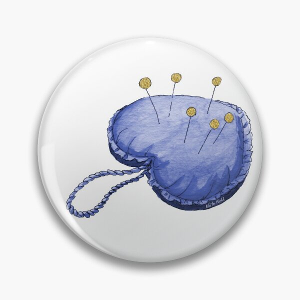 Item preview, Navy and Gold Watercolor Heart Pincushion designed and sold by NataBold.