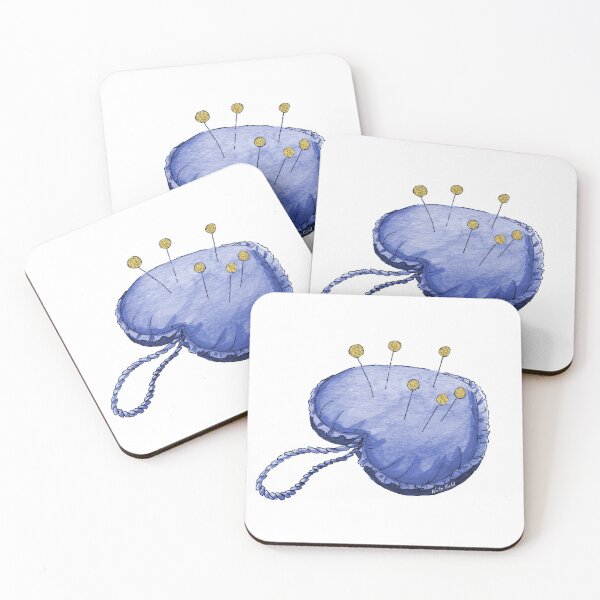 Item preview, Navy and Gold Watercolor Heart Pincushion designed and sold by NataBold.