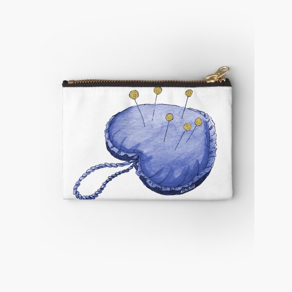 Item preview, Navy and Gold Watercolor Heart Pincushion designed and sold by NataBold.