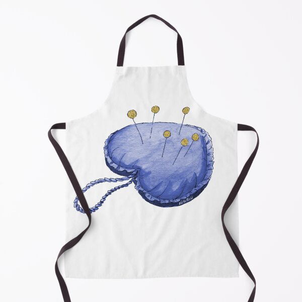 Item preview, Navy and Gold Watercolor Heart Pincushion designed and sold by NataBold.