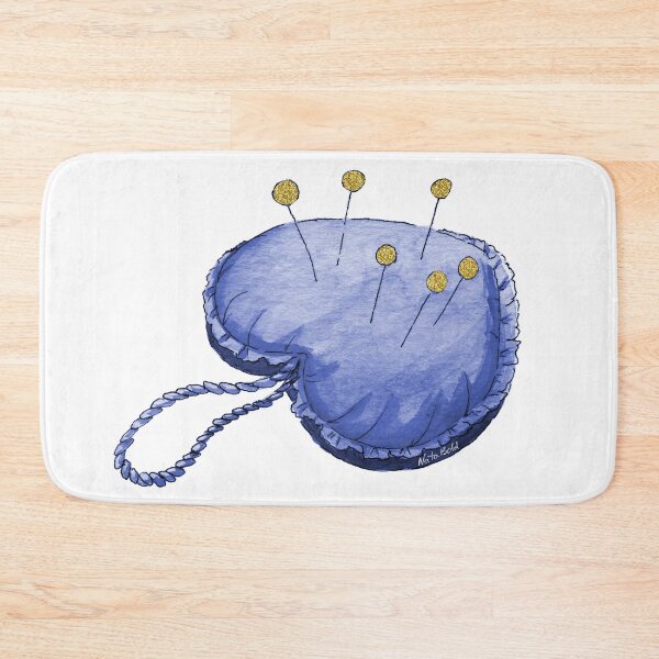 Item preview, Navy and Gold Watercolor Heart Pincushion designed and sold by NataBold.