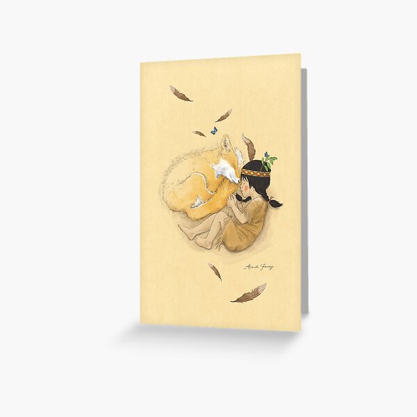Cat and Fox Sleeping Greeting Card