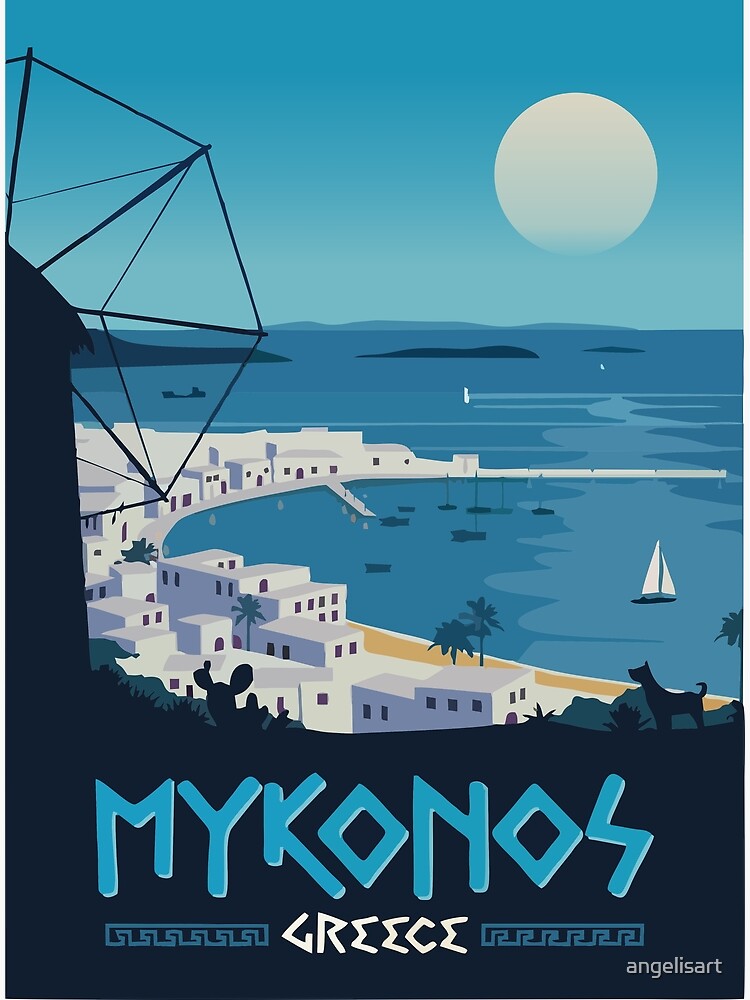  Póster de viaje vintage de Grecia Mykonos - Póster