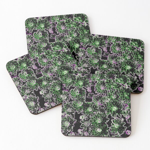 Item preview, Green Pink Purple White and Black Chrysanthemum Floral Abstract designed and sold by JariHawk.