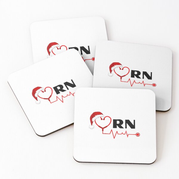 Item preview, RN Registered Nurse with stethoscope heartbeat with santa hat (black text)- RN Registered Nurse Christmas - RN Christmas designed and sold by CaitU.