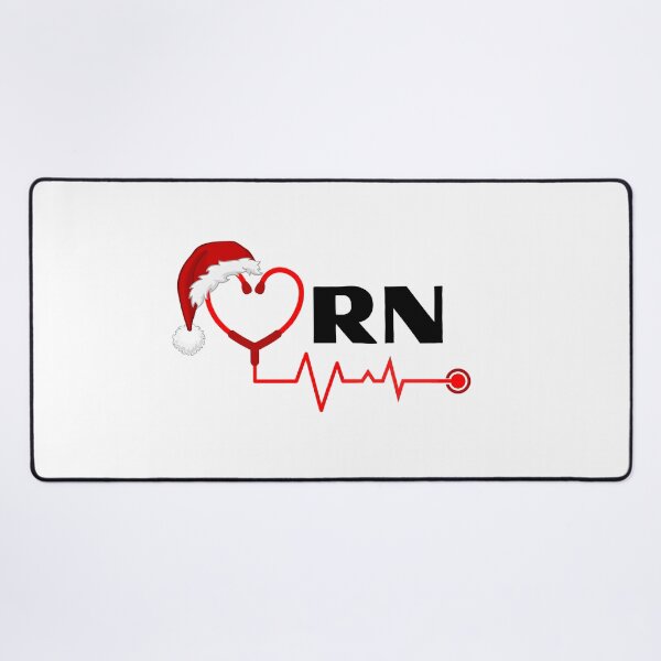 Item preview, RN Registered Nurse with stethoscope heartbeat with santa hat (black text)- RN Registered Nurse Christmas - RN Christmas designed and sold by CaitU.