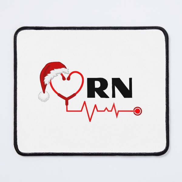 Item preview, RN Registered Nurse with stethoscope heartbeat with santa hat (black text)- RN Registered Nurse Christmas - RN Christmas designed and sold by CaitU.
