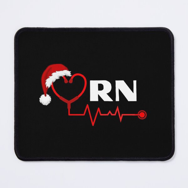 Item preview, RN Registered Nurse with stethoscope heartbeat with santa hat (white text)- RN Registered Nurse Christmas - RN Christmas designed and sold by CaitU.