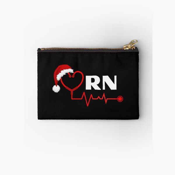 Item preview, RN Registered Nurse with stethoscope heartbeat with santa hat (white text)- RN Registered Nurse Christmas - RN Christmas designed and sold by CaitU.