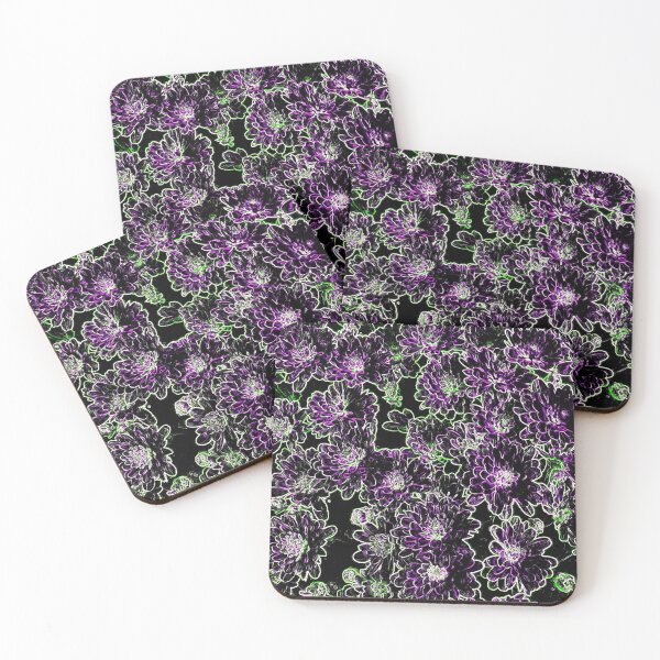 Item preview, Purple Green White and Black Chrysanthemum Floral Abstract designed and sold by JariHawk.