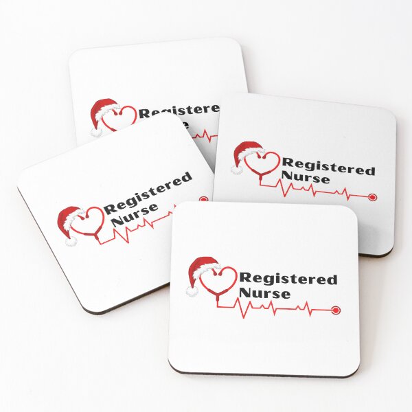 Item preview, Registered Nurse with stethoscope heartbeat with santa hat (black text)- RN Registered Nurse Christmas - RN Christmas designed and sold by CaitU.