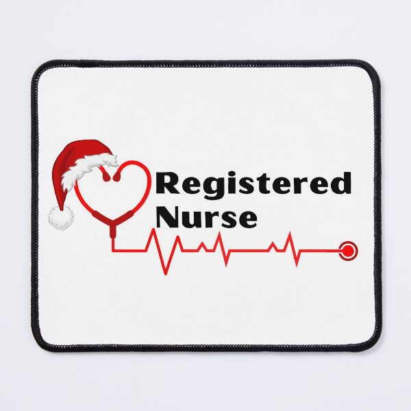 Item preview, Registered Nurse with stethoscope heartbeat with santa hat (black text)- RN Registered Nurse Christmas - RN Christmas designed and sold by CaitU.