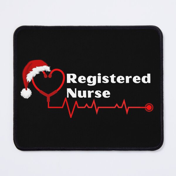Item preview, RN Registered Nurse with stethoscope heartbeat with santa hat (white text)- RN Registered Nurse Christmas - RN Christmas designed and sold by CaitU.
