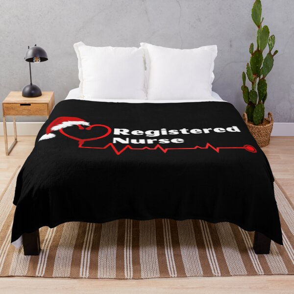Item preview, RN Registered Nurse with stethoscope heartbeat with santa hat (white text)- RN Registered Nurse Christmas - RN Christmas designed and sold by CaitU.