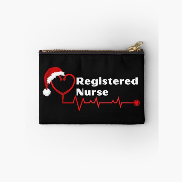Item preview, RN Registered Nurse with stethoscope heartbeat with santa hat (white text)- RN Registered Nurse Christmas - RN Christmas designed and sold by CaitU.