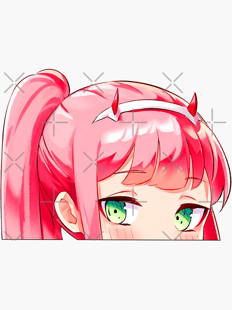 Zero Two Pink Peeker Sticker By Wonkycute Redbubble