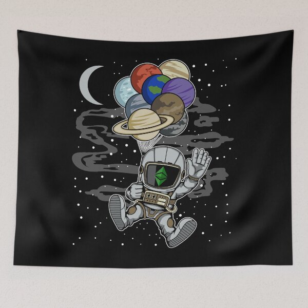 Item preview, Astronaut Waving Ethereum Classic ETH Coin To The Moon Crypto Token Blockchain Cryptocurrency Wallet designed and sold by JaxonBrown.
