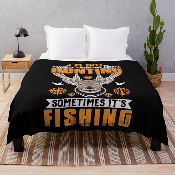 Item preview, I'm not always thinking about hunting fishing hunter fisher American deer hunting apparel hunter graphic flag designed and sold by jojocat90.